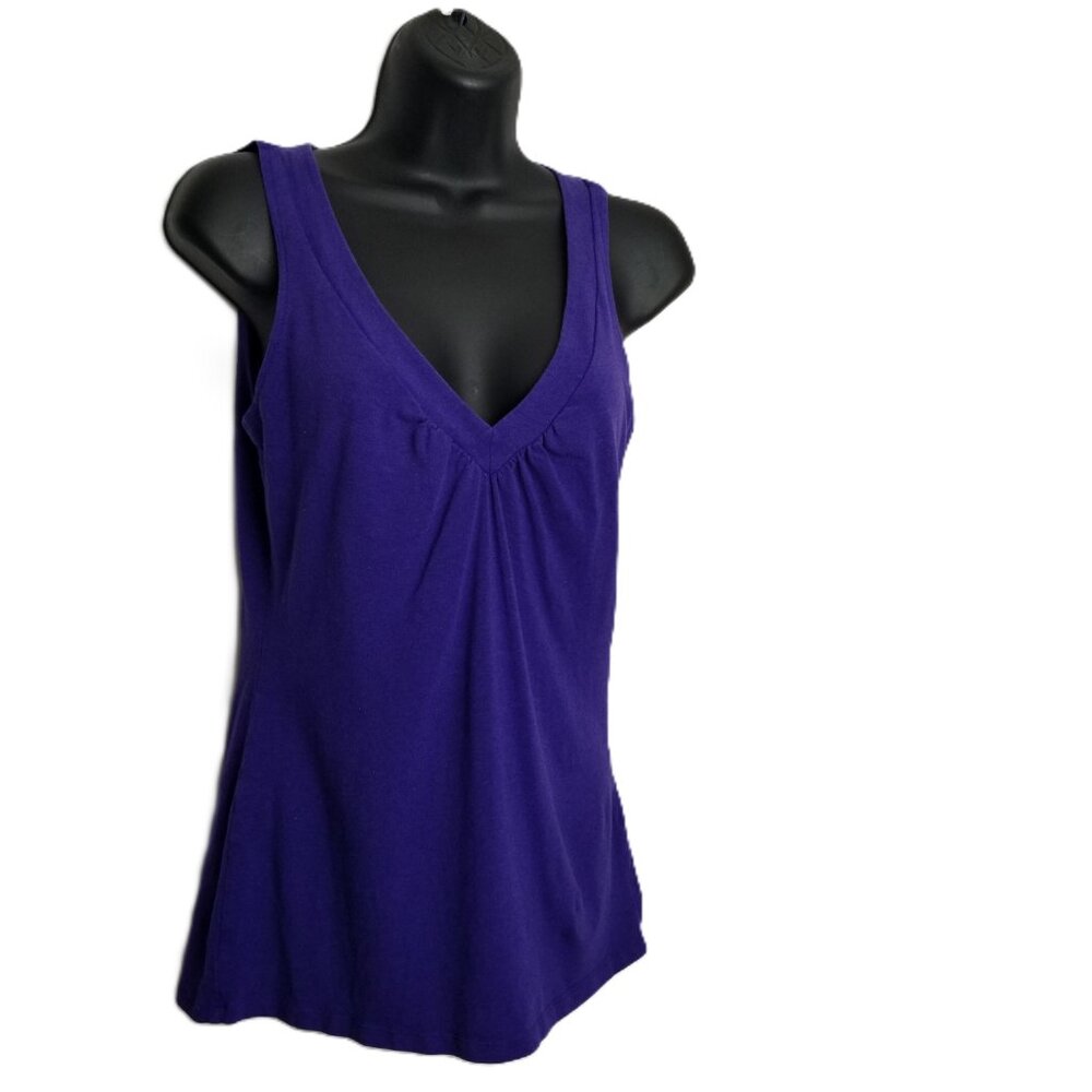 Express Modal Cotton Tank Top S Purple Gathered V-Neck Draped Casual